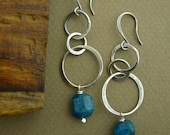 Hypnotic Brushed Silver Loops & Teal Apatite Earrings stringofblue
