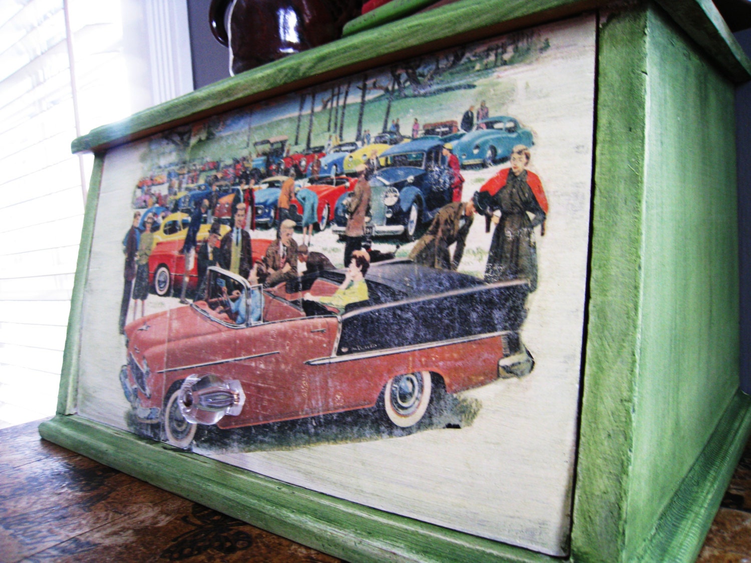 Vintage 55 Chevy Ad Bread Box Kitchen and Home Decor