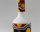Mid Century Mod Milk Glass Vase Bottle with Cap