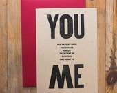 You & Me Letterpress Card - Recycled Card/Red Env.