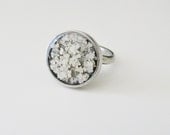 Queen Anne's Lace Ring Resin Jewelry Nature Inspired Botanical Garden Lover Naturalist Mother's Day Bridal White Flower Ring - KateeMarie