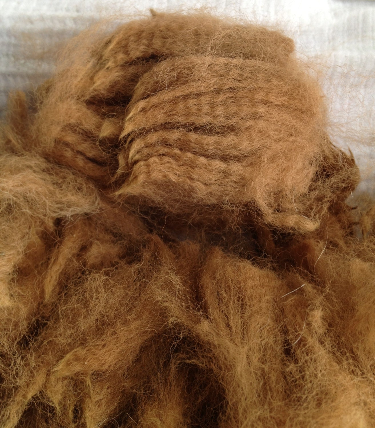 Alpaca Fiber PRIME Raw - 1 pound (16 ounces) - Fawn - spin/dye/felt - BURLAP