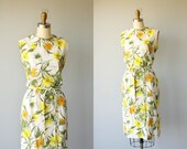 60s sheath dress / 1960s dress / 60s floral dress / wiggle dress / cocktail dress - size medium