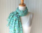 Summer Sailboats Chiffon Scarf - Mint Green, Pale Yellow, Lavender Sheer Scarf - Spring and Summer Fashion