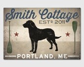 LAKE COTTAGE Dog CUSTOM Personalized  Stretched Canvas Wall Art 12x18x1.5 Signed Ready to Hang