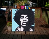 Wall Art - Glitter Art - Jimmy Hendrix - HUGE - 36x36 - Pop Art - Original