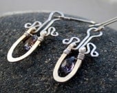 Sterling Silver and Rutilated Amethyst Earrings - February Birthstone