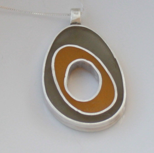 Yellow Grey Silver Resin Mod Necklace