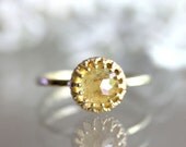 Rose Cut Yellow Sapphire In 14K Yellow Gold Engagement Ring - Ready To Ship