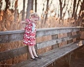 Ruby Blossom Flutter Sleeve Dress with Chevron Ruffle - sizes newborn - Girls 7