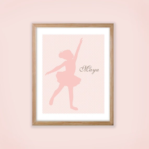 Printable Personalized Nursery Wall Art. Dancing Ballerina Silhouette. Il_570xn