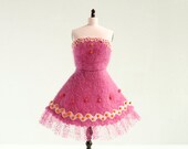 Raspberry Cotton Candy - handmade corset dress for Blythe and Licca. doll outfit by KarolinFelix