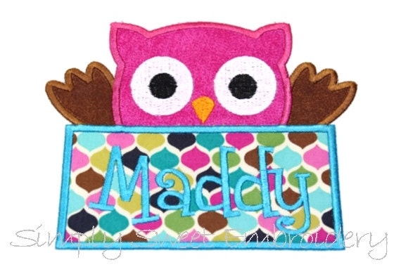 Owl Box Machine Embroidery Applique Design