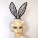 Mad hatter black lace bunny ears headband.