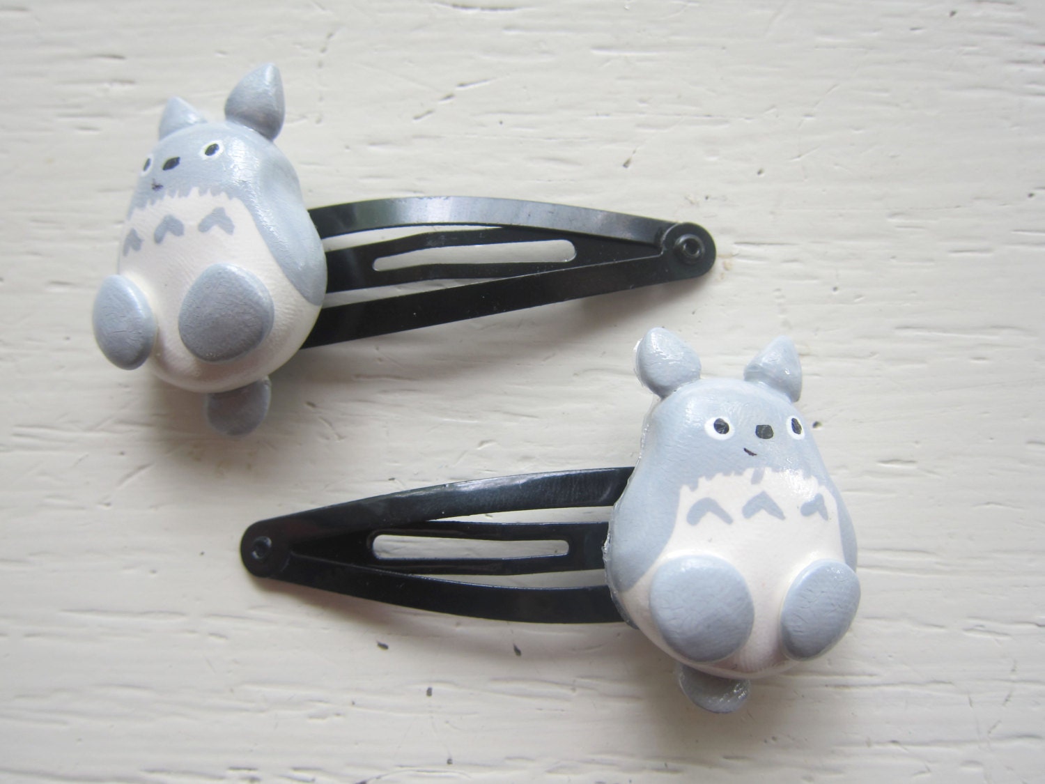 Totoro Polymer Clay Hair Clip Set