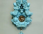 Cuckoo Clock wall clock art sculpture Turquoise Robins Egg Blue - Faethm Cuckoo by Marisol Spoon