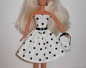CUTE polka dress and bag 4 barbie doll