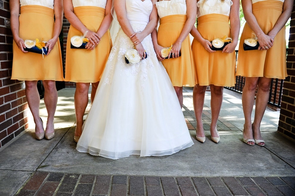 Yellow and Navy Wedding Party - Bridesmaid - Bridesmaid Gift Idea - Bridal Accessories - Bridal Clutch - Custom clutches