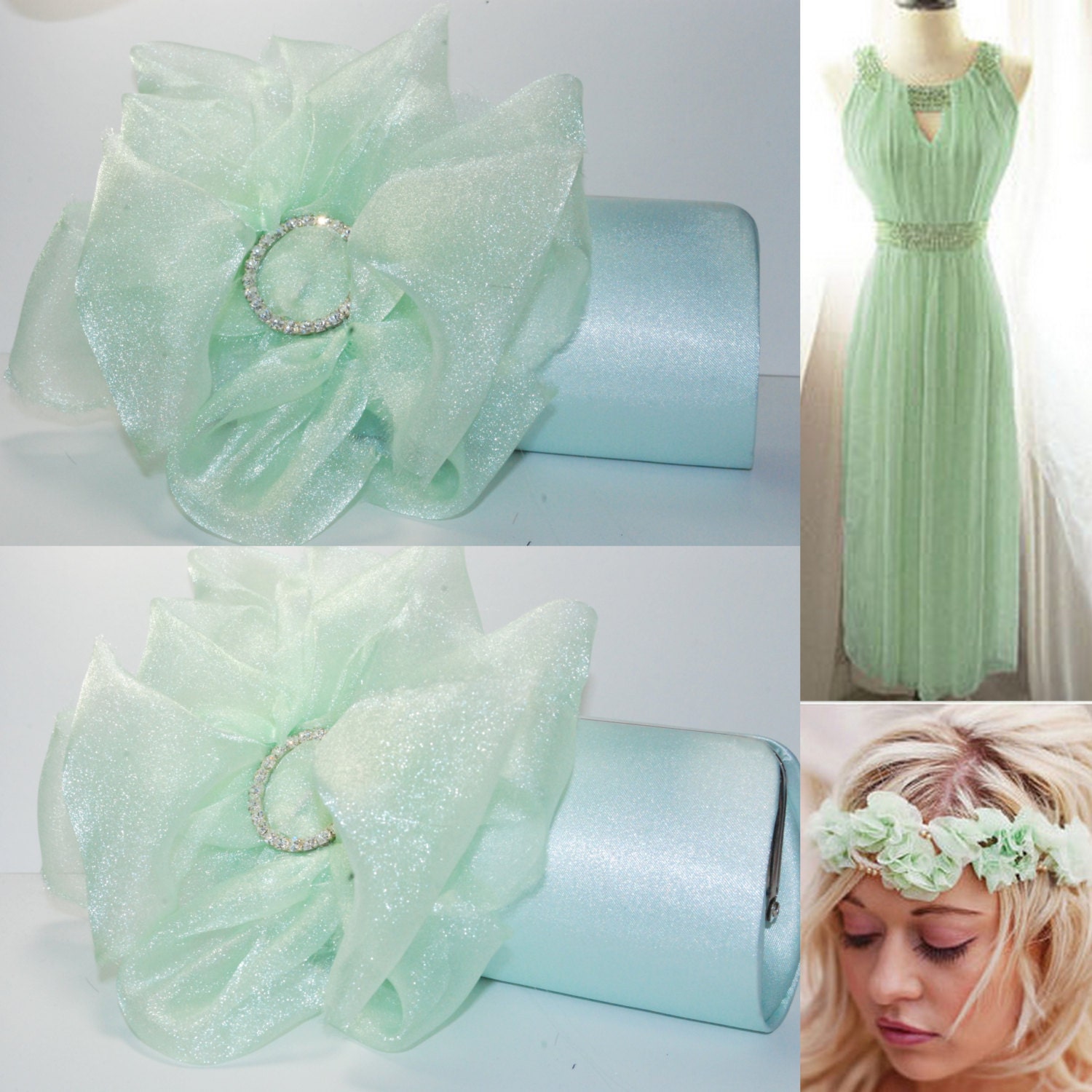 Wedding Party - Bridesmaid - Bridesmaid Gift Idea - Bridal Accessories - Bridal Clutch - Mint Green Wedding