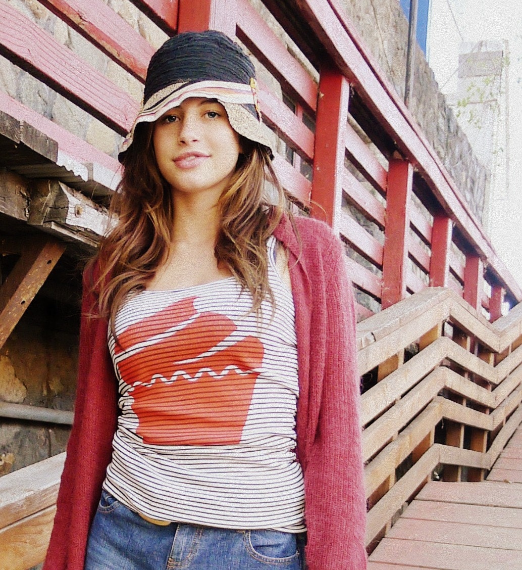 One CUPCAKE please. Womens Stripe Tank  XS.S.M.