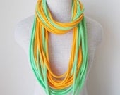 Jersey Tee Circle Scarf - Key Lime and Tangerine