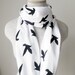 Infinity Scarf - Bird Scarf - Black on White