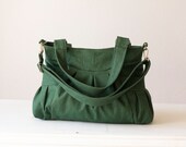 Green Shoulder bag , green crossbody  bag , crossbody bag in  cotton canvas - Elessa bag