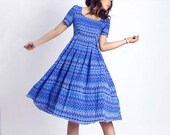 Midi cotton pattern dress (0115)
