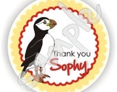 Penguin Theme - 40 Thank You 2 inch circle Stickers - Birthday - Baby Shower - Envelope Seal - Address Label - Personalized