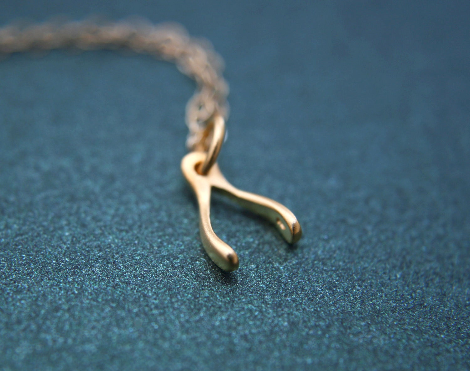 Mini Wishbone Necklace 24kt Gold Vermeil