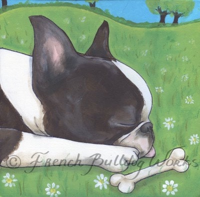 Boston Terrier Large Art Print from Original Painting by Dasha Goux