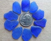 Genuine Pure Beach Sea Glass Royal Cobalt Blue Surf Tumbled Nearly Flawless Rare 10 pcs A3