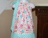 Easter bunny Pillowcase dress for toddler baby girls pink, orange, blue polka dot,  toddler dress 3, 6, 9, 12, 18 mo 2t, 3t, 4T