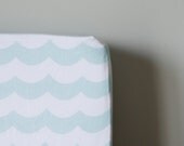 Light Aqua Chevron Wave Fitted Crib Sheet