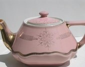 Vintage Pink and Gold Teapot by Hall