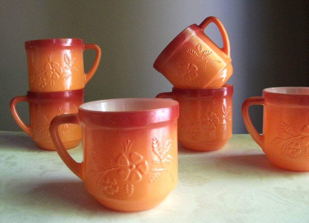 Vintage Coffee Mug Set - Ombre Orange