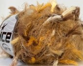 Brigitte Trawl Techno Ice Tufted Twist Eyelash Yarn Cream Brown Yellow 24739 54Y