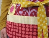 Graduation Gift/Garden Apron with Pockets, New Item, Ravenous Red and Lemon Eight Pocket Utility Apron-Teacher Apron, Vendor Apron, Server