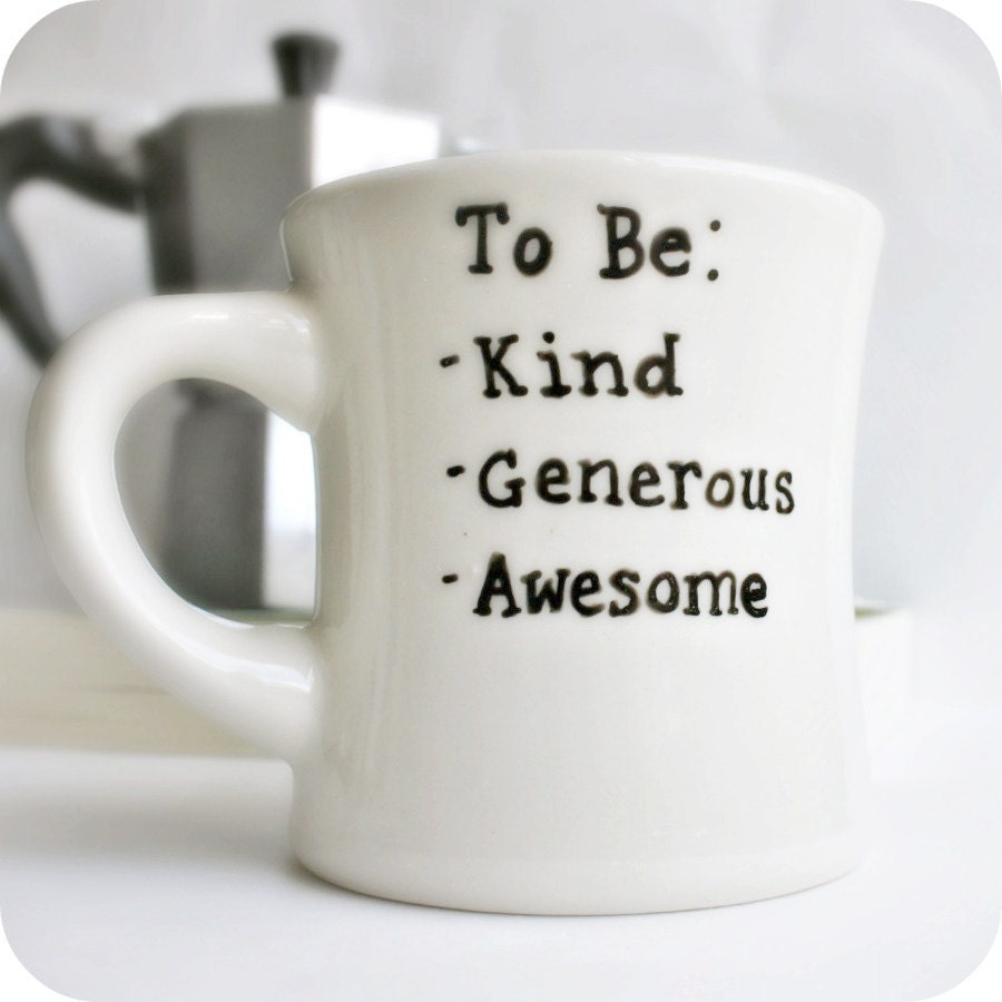 To Be List Funny Mug coffee tea cup diner mug black white hand painted custom personalized Shakespeare Hamlet
