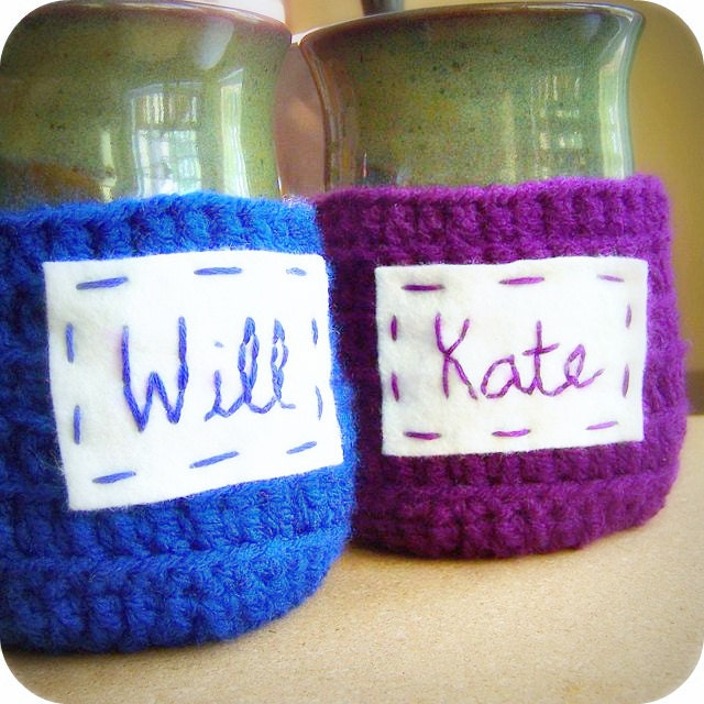 Royal Wedding funny coffee mug cozy set cover initial monogram personalized couple