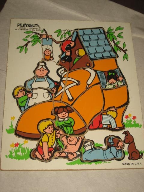 Vintage Playskool Old Woman in The Shoe Puzzle.