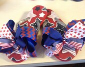 Little Girl Size 1-2 Patriotic July 4th Bow Flip Flops