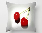 Photography Art Pillow Cover 18 x 18 Cherries Neon