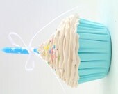 First Birthday Party CUPCAKE CANDLE HOLDER ,birthday decoration ,photo prop cupcake ,photography prop ,Keepsake,Cake Topper Cupcake, blue