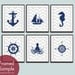 High Seas (A) Set of 6 11x14 Art Prints (Featured Pale Fog Grey and Deep Blue) Nautical Inspired Art Prints