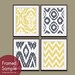 Ikat Tribal Patterns (Series A) -Set of 4 - 11x14 Art Prints (Featured in Wheat and River Rock) customizable colors