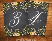 Printable Chalkboard Table Numbers - 5x7 - Instant Download - DIY PDF