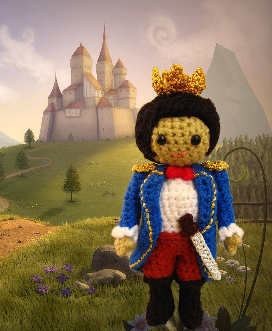 Crochet amigurumi prince pattern PDF childrens softie toy handmade boy doll plush DIY tutorial