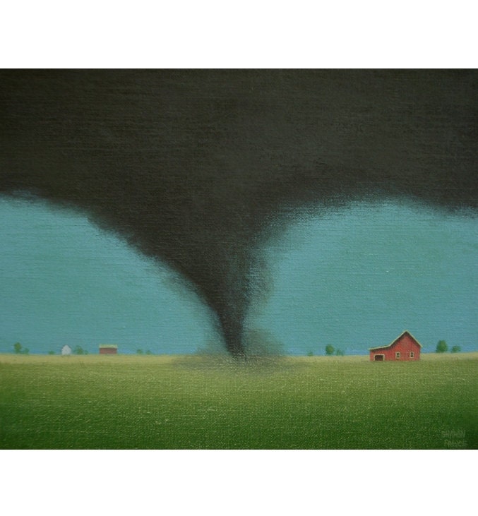 TORNADO Art PRINT 8 x 10"  Twister Storm Farm Old BARN Fine Art Landscape Weather Chaser Country Spring Art Gift