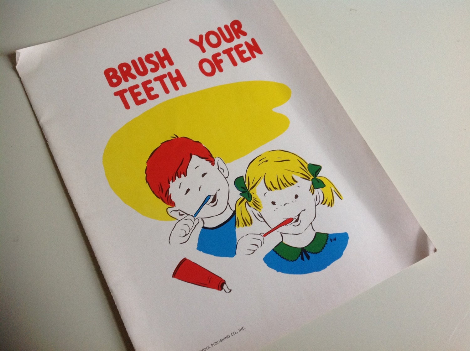 1960s Vintage School Mini Health Poster. Brush Your Teeth Often.